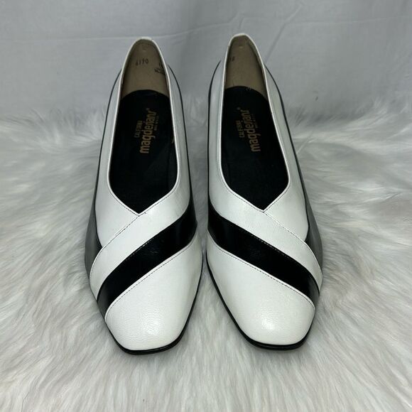 Magdesians Black/White NWOT Vintage Heels Sz 14 WIDE WIDTH - Picture 2 of 6